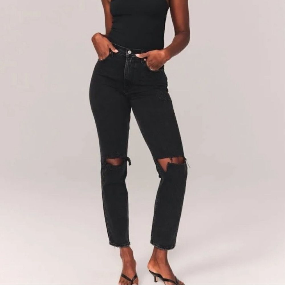 Abercrombie and fitch the ankle straight ultra high rise jeans black